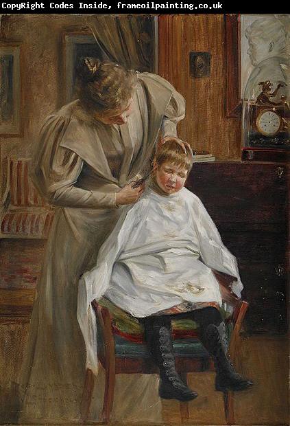 Robert Lundberg Mother cutting the hair